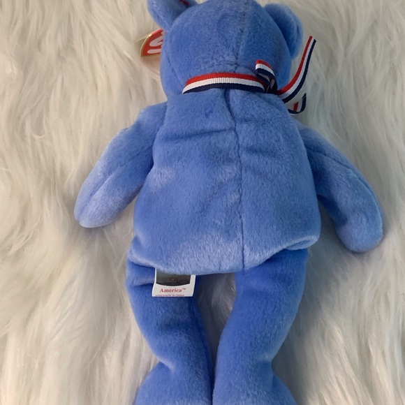 Ty (12) Rare Retired AMERICA Blue Stuffed Animal Bear with Flag Patch - Picture 7 of 14